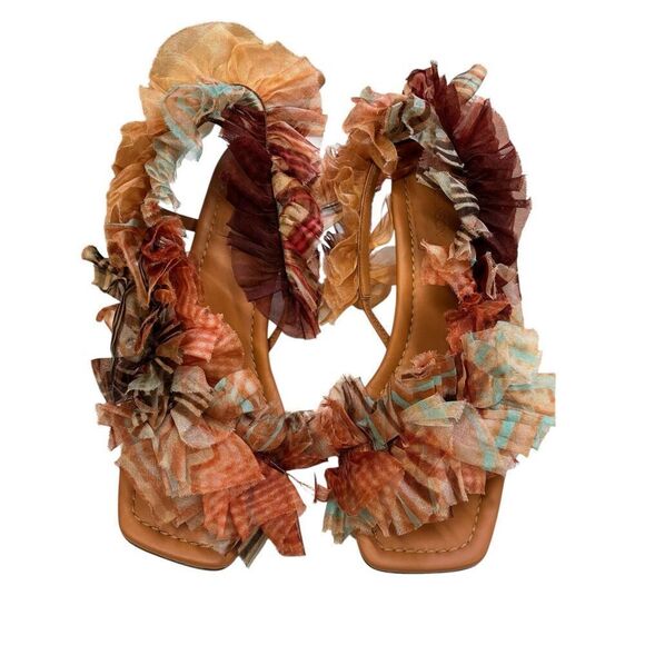 Ulla Johnson Doria Ruffle Silk Sandals NWOB Size 39 - Picture 2 of 7